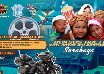 Ayo Berbagi..! Sat Lantas Surabaya Bersama HDCI Nonton Bareng dan Buka Bersama 400 Anak Yatim